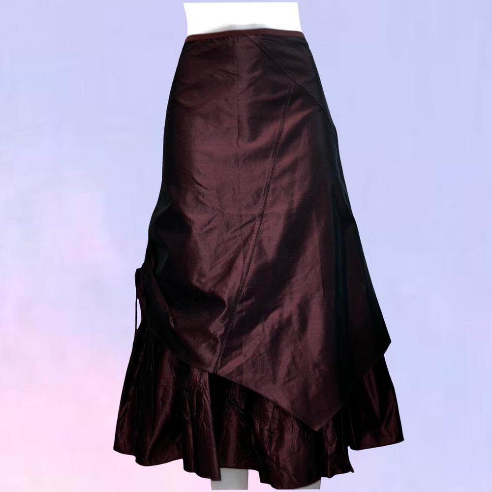 Vintage 90s y2k iridescent ruched euro maxi skirt